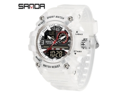 Reloj Despertador Electrónico Multifuncional De Moda (blanco Transparente) Con Acabado Luminoso, Resistente Al Agua Y A Los Golpes.
