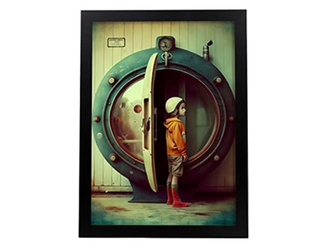 NACNIC Poster Puerta De La Nave En Estilo Surrealismo Cinematográfico Ilustraciones Y Grabados De Historieta Abstracta Y Artística A4 Marcos Negros