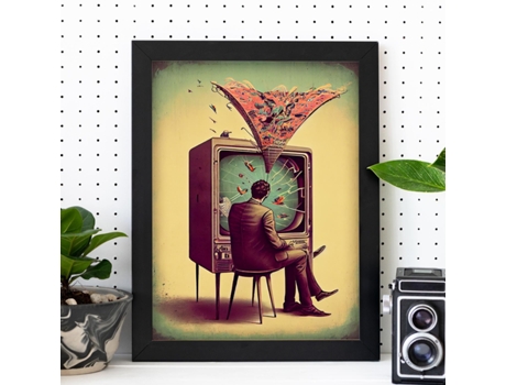 NACNIC Poster Roto En Estilo Surrealismo Cinematográfico Ilustraciones Y Grabados De Historieta Abstracta Y Artística A4 Marcos Blancos