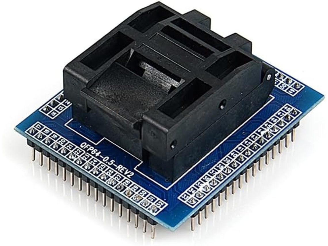 Bloque Adaptador De Programación Para Soportes De Prueba De 0,5 Mm Y Adaptadores Qfp64, Tqfp64 Y Lqfp64.