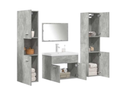 Set Muebles De Baño 5 Uds Madera Ingeniería Gris Hormigón