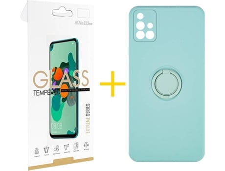 Carcasa + Protector de Pantalla para Samsung Galaxy A71 SKYHE Verde Agua