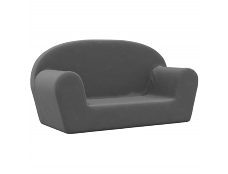 Sofá para niños de 2 plazas felpa suave VIDAXL gris antracita