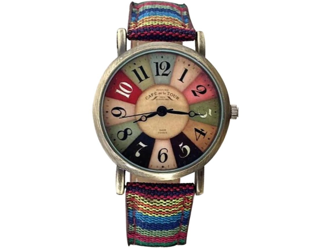 Reloj Multicolorido Pulsera Tejida Arcoíris Patrón Femenino Reloj Boho Hippie Roxoyuysan