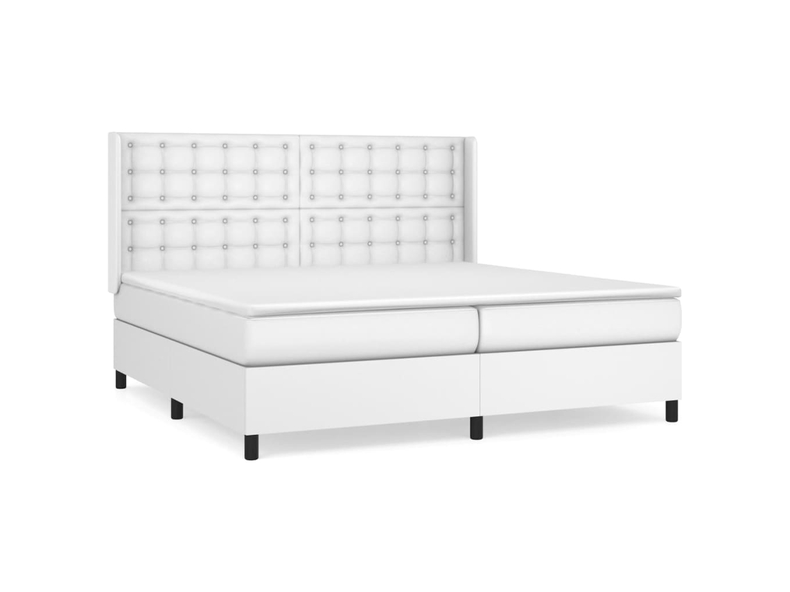 Maison Exclusive - Cama Box Spring Con Colchón Cuero Sintético Blanco 200x200 Cm