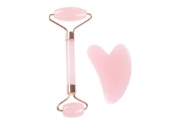 Rodillo De Jade Y Gua Sha, Rodillo Facial, Herramientas Para El Cuidado De La Piel, Masaje Con Cuarzo Rosa Baimei