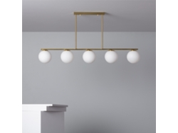Lámpara Colgante LEDKIA (Dorado - E27 - 5x28 W - Metal - Vidrio)