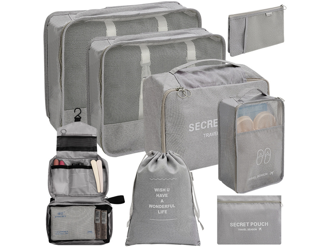 EIFSON - Juego de 8 bolsas organizadoras para bolsos y neceser (gris)