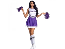 Rebe-traje Pom-pom Menina Para Meninas Com Festa Musical De Escola Feminina Halloween Disfarce Fancy Dr Jec Xl Roxo