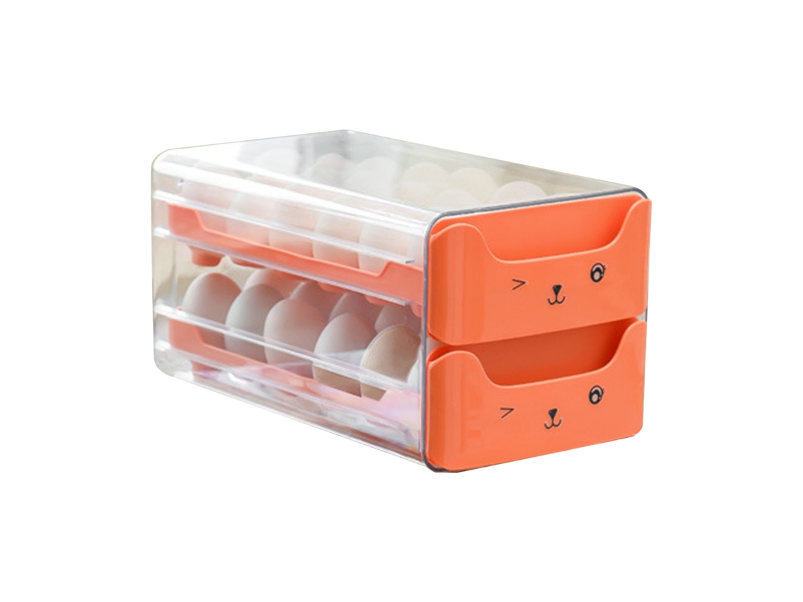 Cajón Huevo Doble Capa Transparente Con Ranuras Independientes Para Refrigerador Naranja