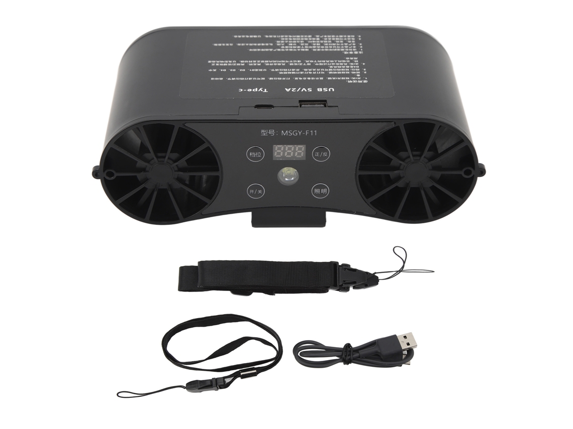 Ventilador portátil de cintura de 20000 mAh, color negro.