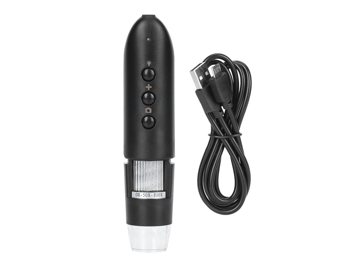 Microscopio Digital Usb Wifi 800x Con Led, Aumento De 1600x1200, Batería De 1400 Mah, Portátil Para Android/ios