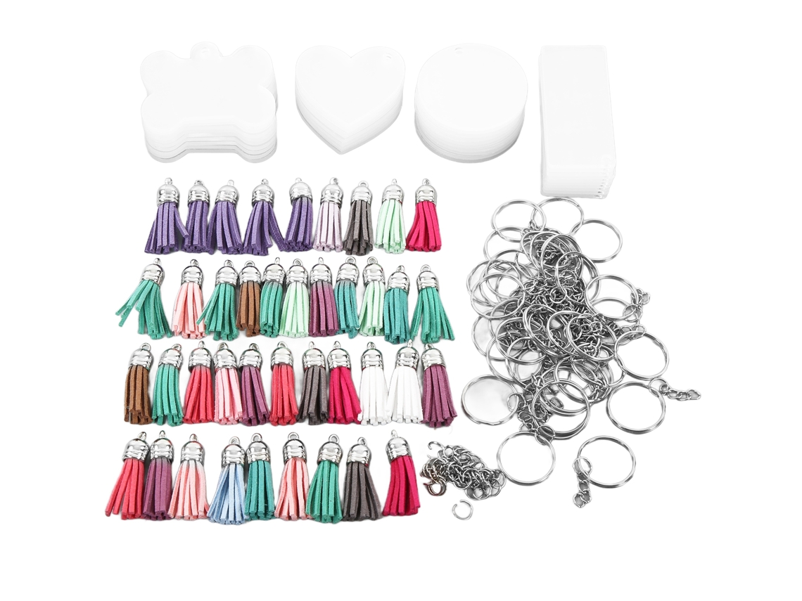 Kit Para Hacer Llaveros Con Piezas Acrílicas En Formas Especiales Y Accesorios Para Manualidades.