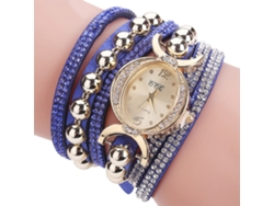 Reloj Analógico De Cuarzo Para Mujer Con Diamantes De Imitación Y Correa De Pu Azul.