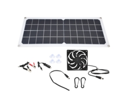 Kit De Panel Solar De 10 W Con Ventilador Y Dos Puertos Usb Para Coches, Barcos, Aviones Y Satélites.