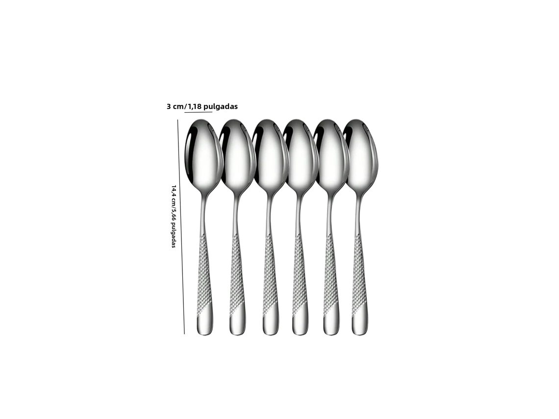 Juego de cubiertos de acero inoxidable Silver Star Diamond (6 cucharaditas)