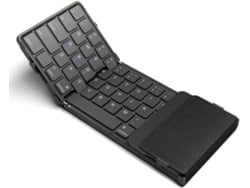 1 Teclado Inalámbrico Bluetooth Plegable, Abs Negro, Con Panel Táctil, Recargable Para Ios Y Android.