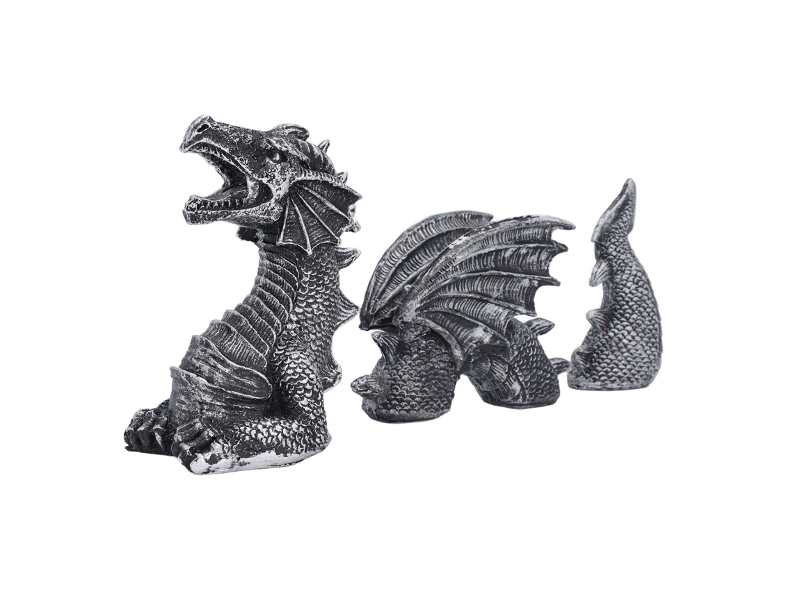 Estatua De Dragón De Resina, 3 Piezas, Resistente Al Agua, Para Decoración De Mesa, Acuario O Jardín.