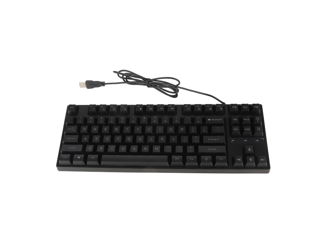 Teclado Mecánico Para Juegos Retroiluminado De 87 Teclas Con Usb Y Soporte Ergonómico Flexible - Negro