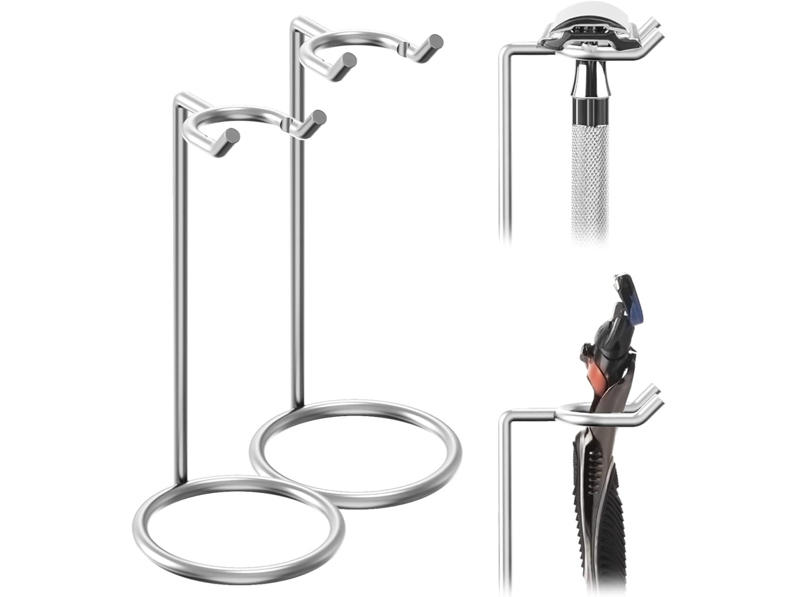 Soporte De Navaja/ Cepillo De Afeitar Acero Inoxidable Plata 12 Cm, Para Viaje, 2 Unidades