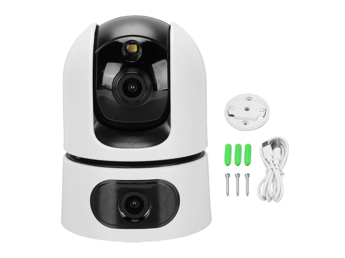 Cámara de seguridad wifi de 4 MP con doble lente, aplicación y detección de movimiento.