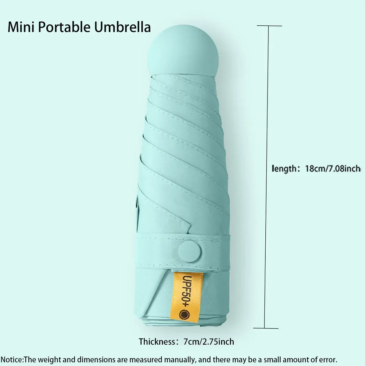 (verde Claro, 6k) Paraguas Plegable, Ligero, Mini, Portátil, Protección Solar Para Exteriores.