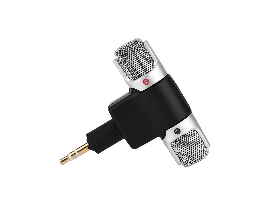 Microfone Estéreo Mini Com Plug 3.5mm Dourado Para Pc, Laptop, Md E Câmera