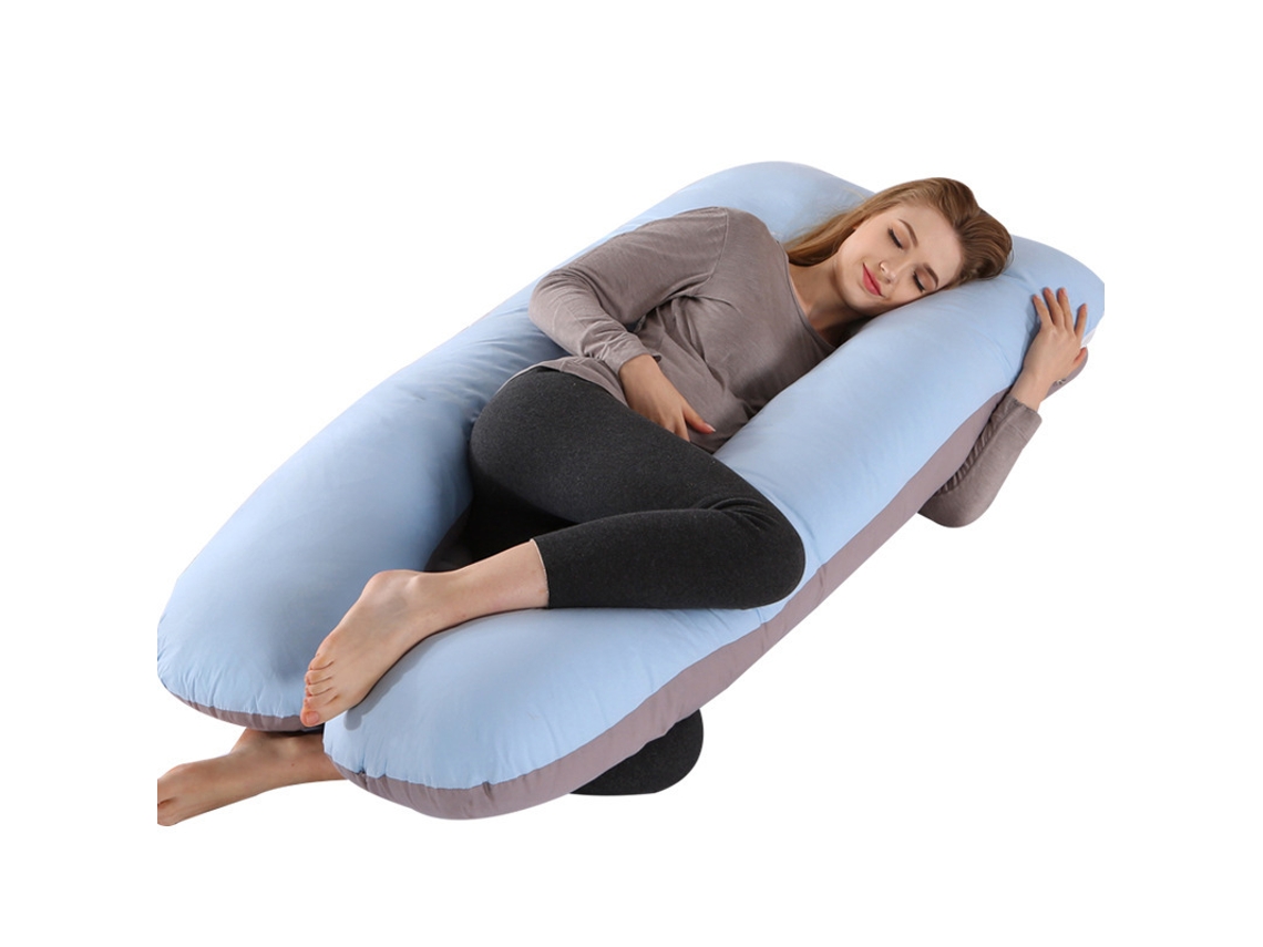 Almohada De Embarazo Multifuncional Para Dormir Durante El Embarazo Adecuada Para Abdomen Y Cintura 140 X 80 Cm (algodón Gris Azulado) Cuich