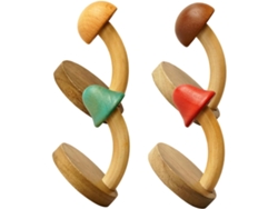 Juego De 4 Ganchos De Madera Natural Con Forma De Hongo, No Requieren Perforación, Se Montan En La Pared.