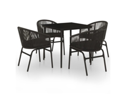 Maison Exclusive - Juego De Comedor Para Jardín 5 Piezas Negro