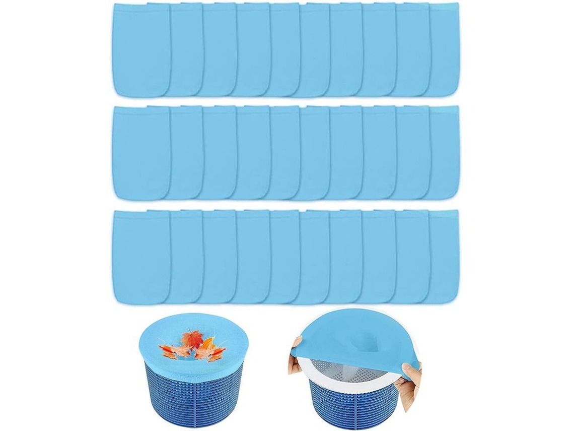 2026-30 Medias De Skimmer Para Piscina, Medias Filtro Para Canasta De Skimmer, Azul