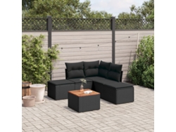 Conjunto de sofás de jardín de 6 piezas DKD Home Decor con cojines de mimbre negros