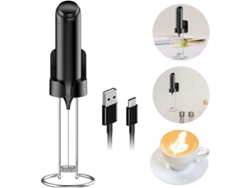 Espumador De Leche Eléctrico Recargable Usb-c Con Base De Acero Inoxidable Para Latte Y Cappuccino.
