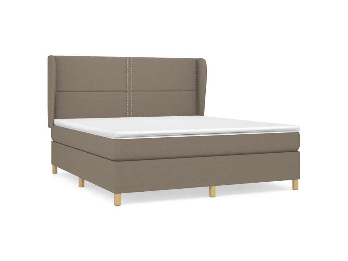 Maison Exclusive - Cama Box Spring Con Colchón Tela Gris Taupe 180x200 Cm