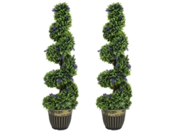 Juego de plantas artificiales EOOCOO (diseño en espiral, base de cemento)