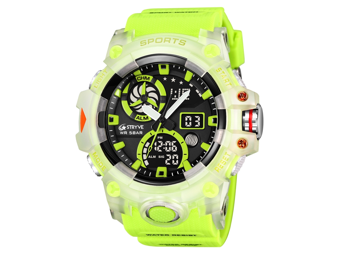Reloj Deportivo Para Hombre (verde Translúcido), Cronógrafo Multifuncional Con Alarma Luminosa, Reloj De Pulsera Para Estudiantes.