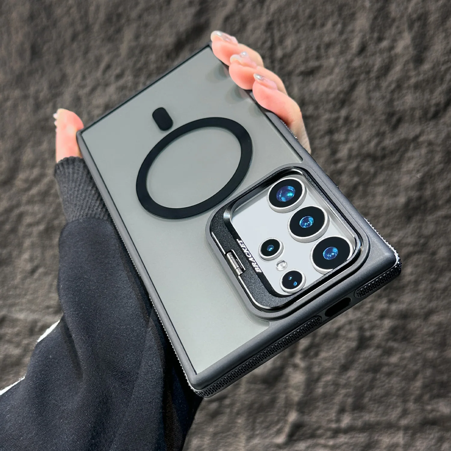 (samsung 25 Plus, Negro) Funda Transparente Magnética A Prueba De Golpes Para Teléfono Samsung, Con Soporte.