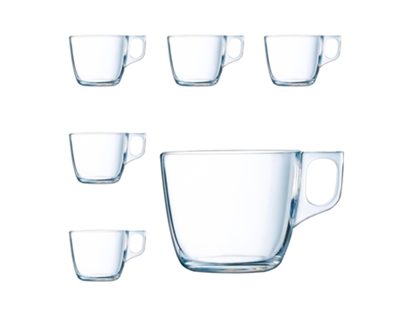LUMINARC Nuevo - Juego de 6 Tazas de Desayuno de 22 cl en Vidrio Templado