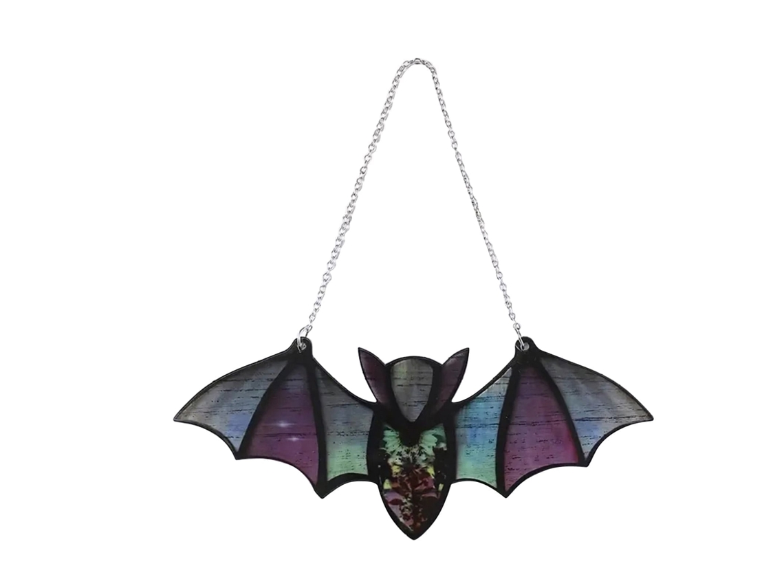 Adorno Colgante De Acrílico Colorido Con Efecto Reflectante De Murciélago Para Ventana De Halloween
