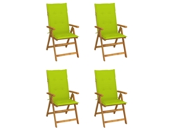 Sillas de jardín reclinables DKD Home Decor de 4 piezas con cojines, acacia maciza