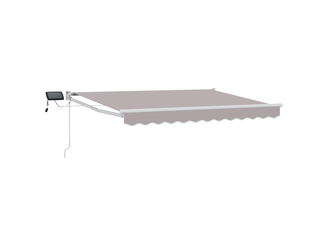 Vidaxl Toldo Manual Retráctil Con Leds Gris Claro Y Blanco. 3,5 X 2 M
