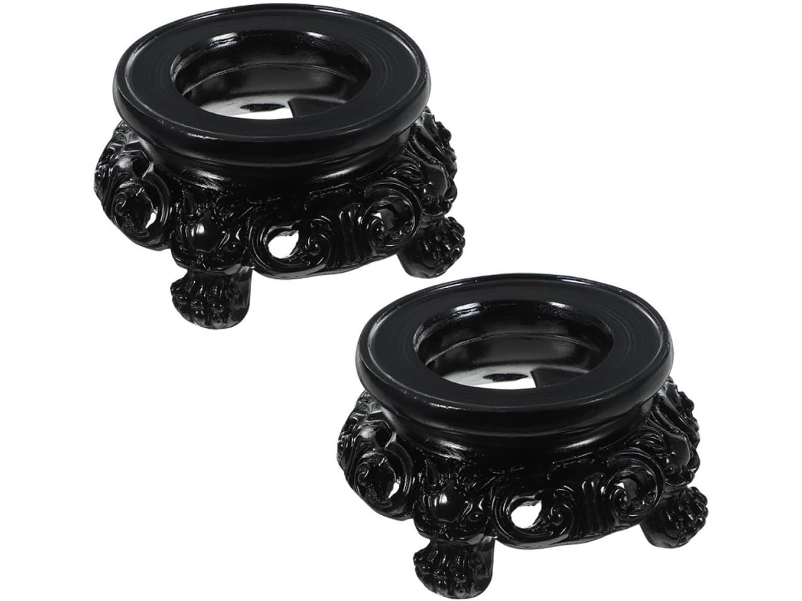 Soporte Resina Negra Piedras Estable Elegante Esferas Cristal Decoración Oficina Hogar Juego 2 Base