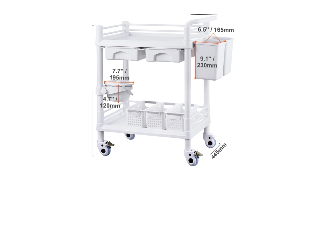 Carro de laboratorio Vevor, bandeja de PP resistente, amplio espacio de almacenamiento, fácil movilidad, blanco 4 PP 2 4 OEM