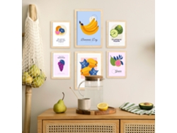 NACNIC Set De 6 Posters De Comida Y Alimentación Tropical Y Afrutado Láminas De Naturaleza Y Nutrición Para  Tamaños A3 & A4 Marco Negro