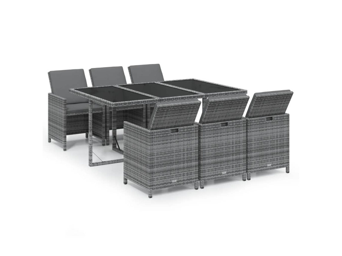 Maison Exclusive - Set Comedor Jardín 7 Pzas Y Cojines Ratán Sintético Gris