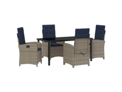 Conjunto de comedor de jardín Vidaxl de 5 piezas en ratán gris