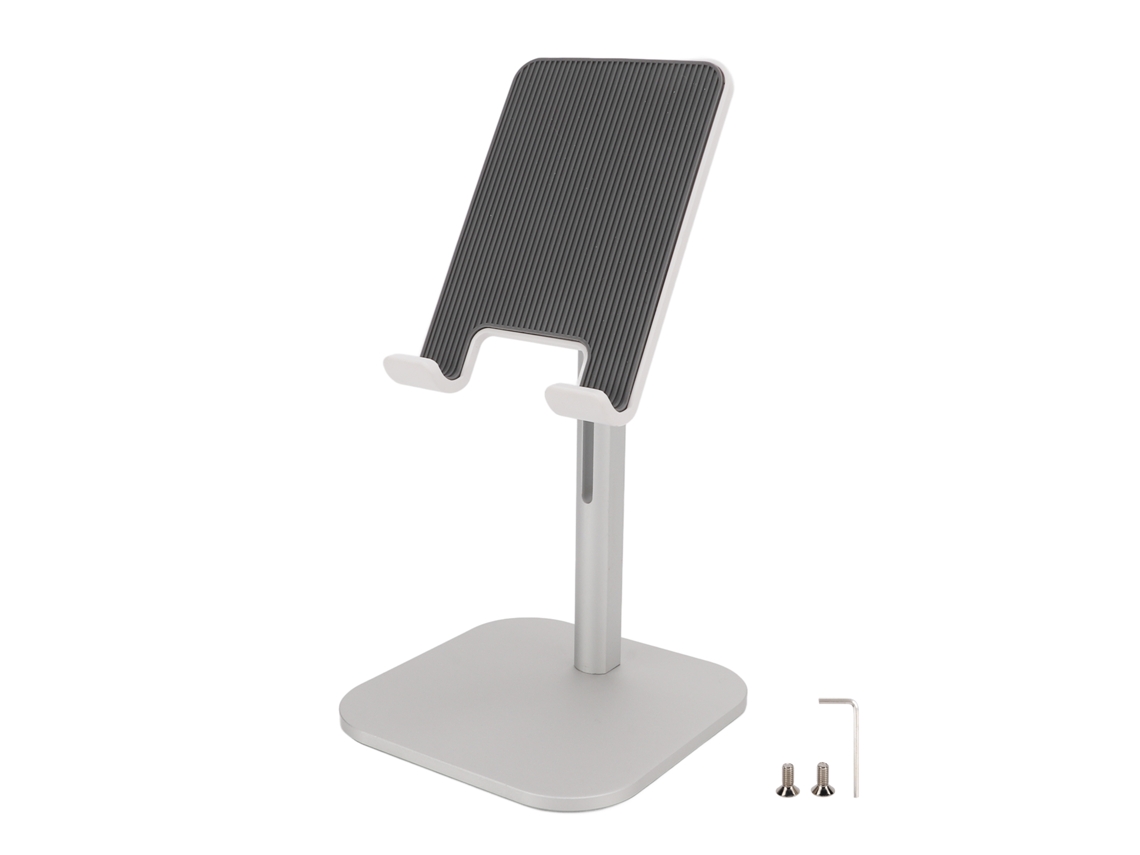 Soporte Para Teléfono Ergonómico Base Peso Suave Ajustable Ángulo Para Móvil Tableta Plata