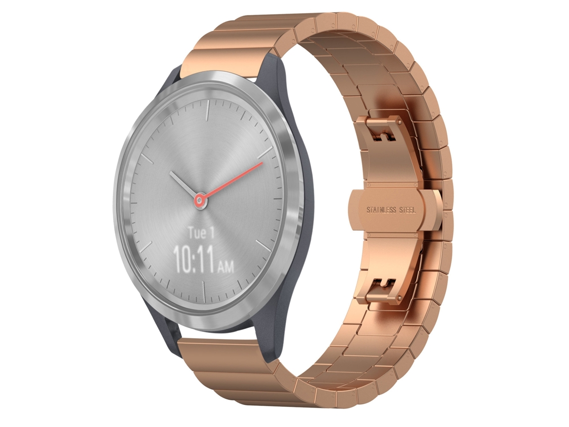 Correa de reloj inteligente para Garmin Vivomove 3S One Bead Butterfly Buckle Correa de reloj de metal de acero inoxidable (oro rosa)