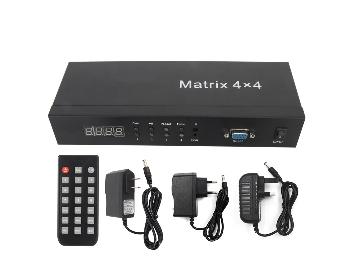 Conmutador De Matriz Hdmi 4 Entradas 4 Salidas Conmutador De Vídeo 4k 30hz Con Control Remoto