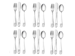 Set De Cubiertos De Acero Inoxidable Para Niños 18 Piezas, Seguro Para Niños Y Bebés, Regalo